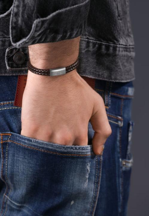 Immagine prodotto Police Bracciale parallelo (19 cm, Acciaio inossidabile, Cuoio)