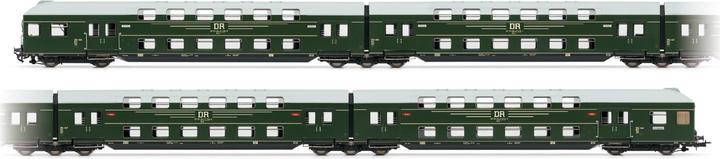 Produktbild Rivarossi DR 4-teil. Doppelstockzug mit Steuerwagen grün/graues Dach Ep. III