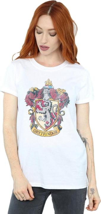 Actual product image Womens/Ladies Gryffindor Distressed Crest Cotton Boyfriend T-Shirt (M)