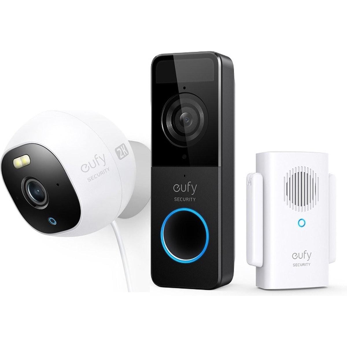 eufy, Campanello + Citofono, Security Doorbell -Video Deurbel C210 Wi-Fi + E220 2K camera met 24/7 opname
