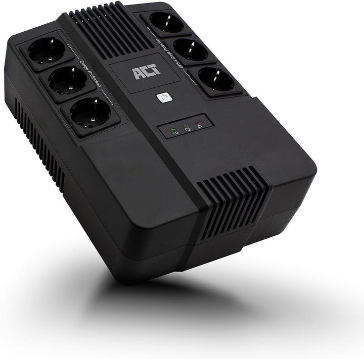 Actual product image ACT UPS, 600 VA, 6x Type F outlet, 1x IEC C14 input, 230V, AVR (600 VA, 360 W, Line-interactive UPS)