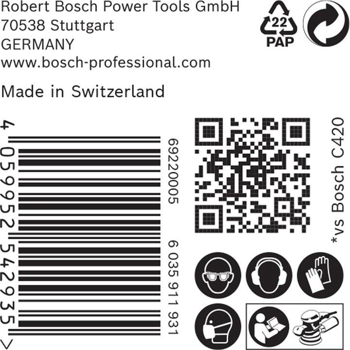 Image du produit Bosch Professional Zubehör Papier abrasif Expert C470 sans trous pour meuleuses d'angle et perceuses, 125 mm, G 180, 50 pcs. (180)
