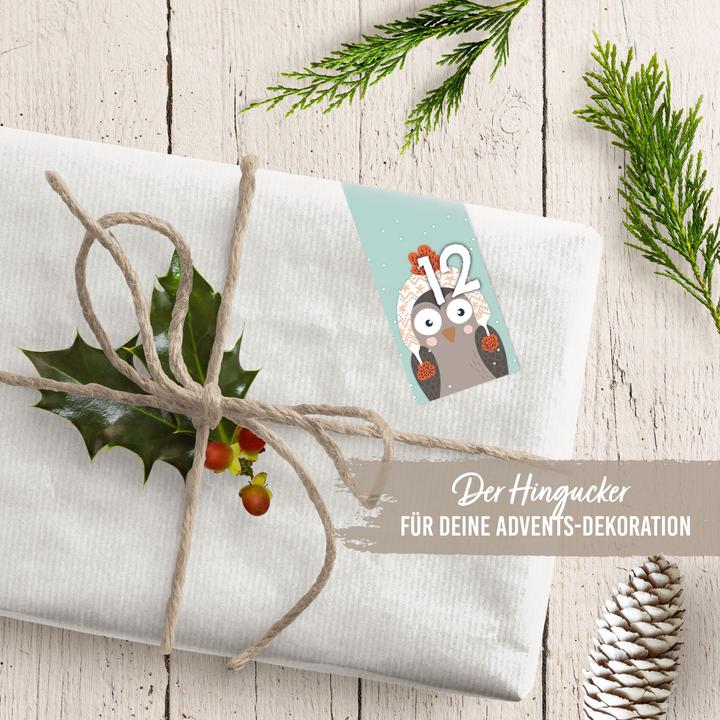 Produktbild Papierdrachen 24 Adventskalender Zahlenaufkleber, Design Nr. 61