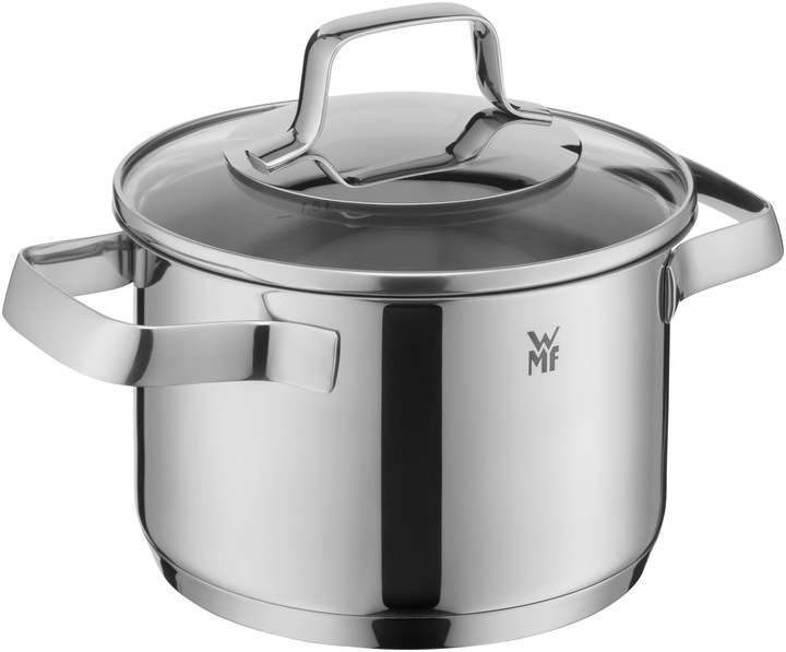 Actual product image WMF Cooking Pot Meat Pot Induction 16cm Glass Lid Belmonte Stainless Steel 18/10 (Pot, Stainless steel)