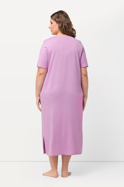 Immagine prodotto Ulla Popken Camicia da notte con modal, ricami traforati, scollo a V e mezze maniche (42, 44)