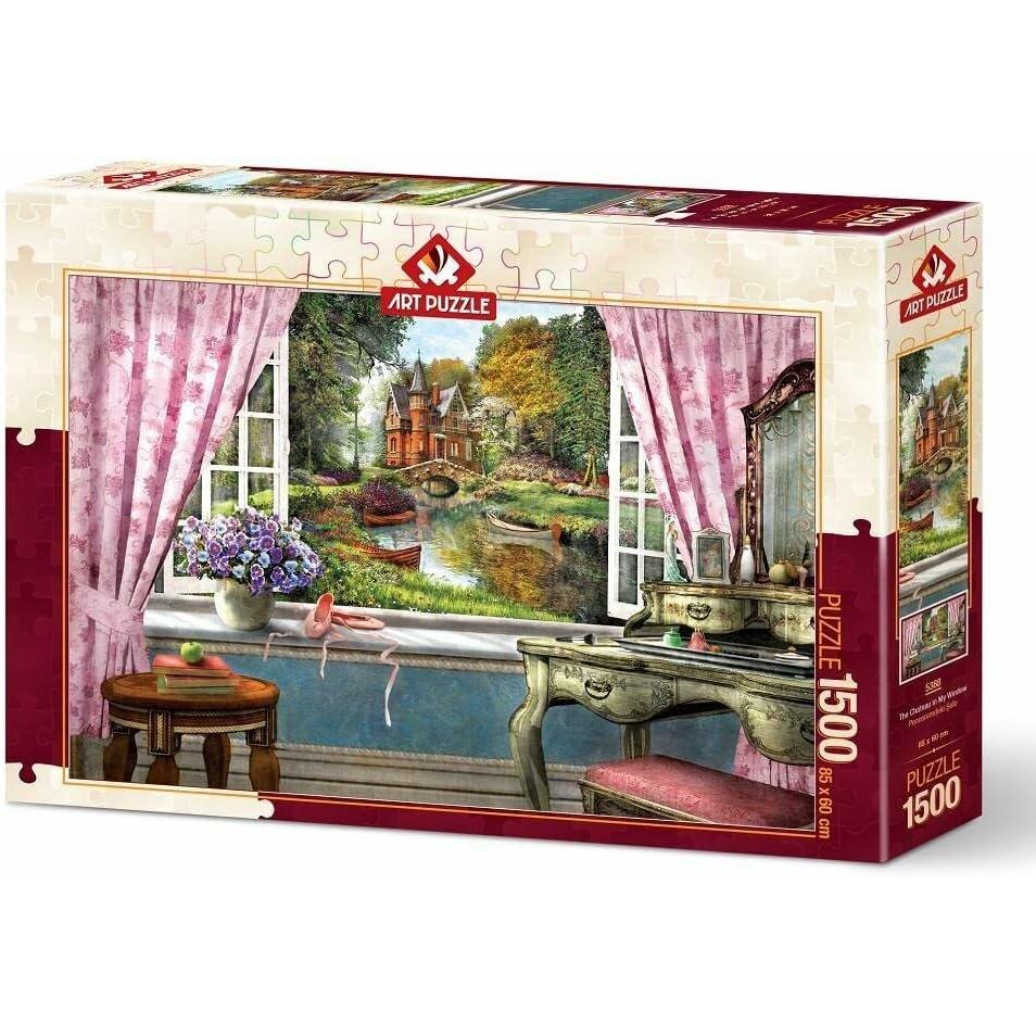 Art Puzzle Artpuzzle Puzzle 1500 Ein Fenster mit Blick auf ein wunderschönes Häuschen (1500 Teile)