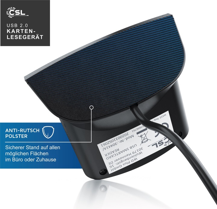 Actual product image CSL USB memory card reader, chip card reader, smart card reader, card reader, SIM cards, SD, micro SD (USB)
