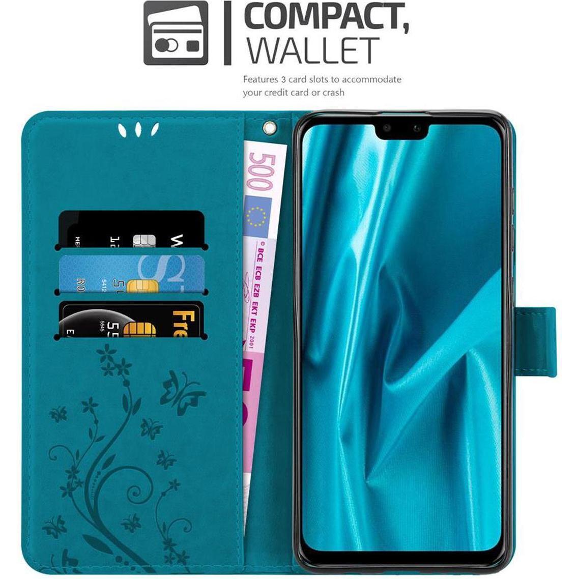 Thumbnail - Cadorabo Flower Book Cover (Huawei Y9 (2019)), Smartphone Hülle, Blau