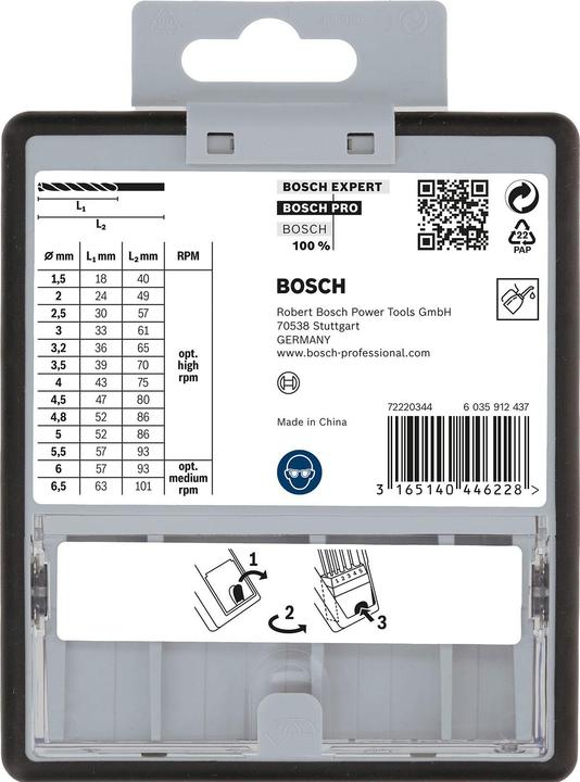 Produktbild Bosch Professional Zubehör PRO Metal HSS-G Spiralbohrer-Set, 13-tlg. (1.5 mm, 2 mm, 2.5 mm, 3 mm, 3.2 mm, 3.5 mm, 4 mm, 4.5 mm, 4.8 mm, 5 mm, 5.5 mm, 6 mm, 6.5 mm)