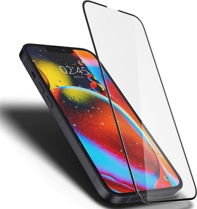 Actual product image Spigen tempered glass Glas.TR Slim FC for iPhone 13 Mini black (1 Piece, Apple iPhone 13 mini)