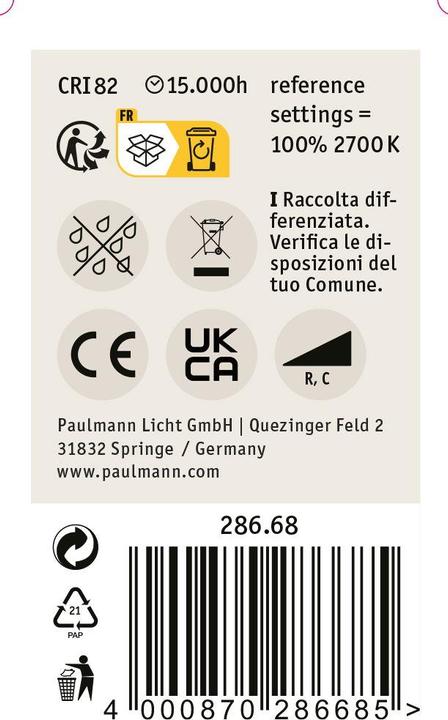 Productafbeelding Paulmann Druppels met hoofdspiegel (E27, 4.80 W, 360 lm, 1 x, G)