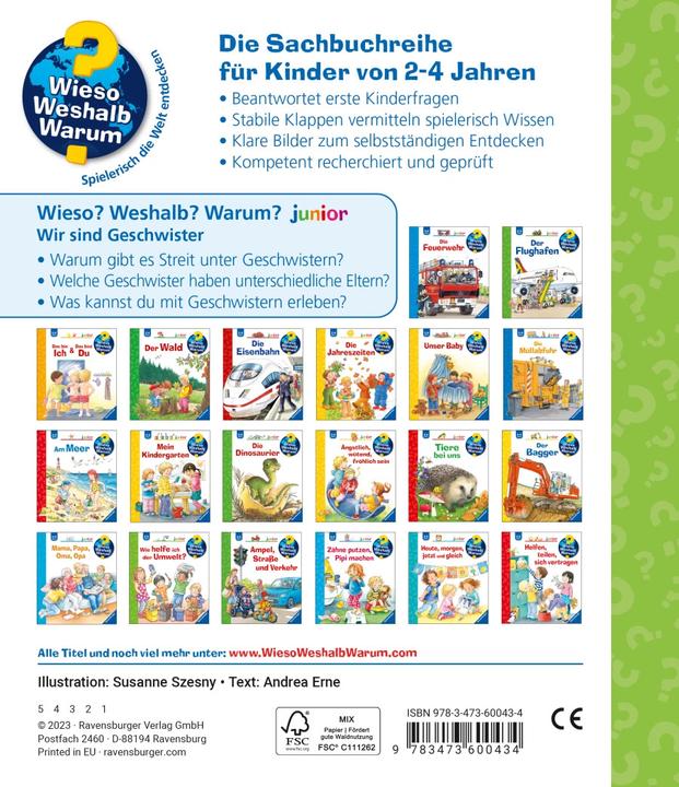 Produktbild Ravensburger Wieso? Weshalb? Warum? junior, Band 29: Wir sind Geschwister (Deutsch, Andrea Erne, Susanne Szesny, 2023)