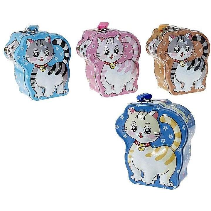 Adar, Salvadanaio, Kätzchen-Sparschwein aus Metall mit MIX-Vorhängeschloss