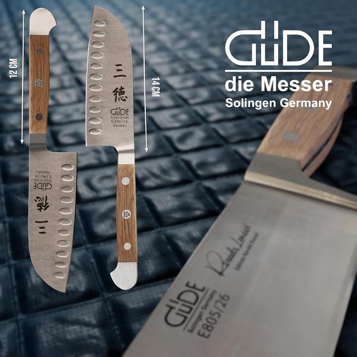 Produktbild Güde Santoku Messer, Kulle, Serie Alpha-Eiche, Doppelkropf, Griff Fasseiche (14 cm)