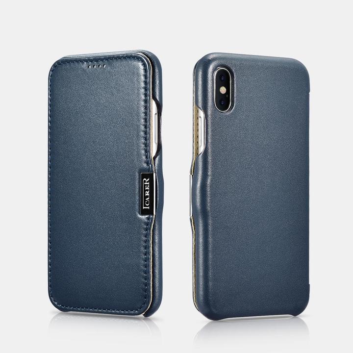 Actual product image iCarer iPhone Xs max - Luxury Series Flip Case blue RIXS04 (Apple iPhone XS Max)