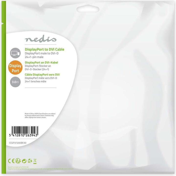 Actual product image Nedis Video cable DVI-D (M) to DisplayPort (M) (3 m)