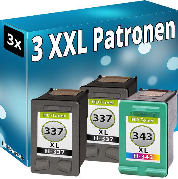Produktbild Druckfuxx 3x TINTE PATRONEN für HP 337+343 XL PhotoSmart C4180 D5160 BLACK SET