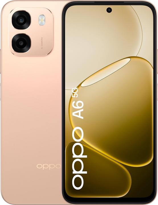 Actual product image OPPO A6 5G 256GB Gold (256 GB, Aurora gold, Gold, 6.75", Dual SIM, 5G)