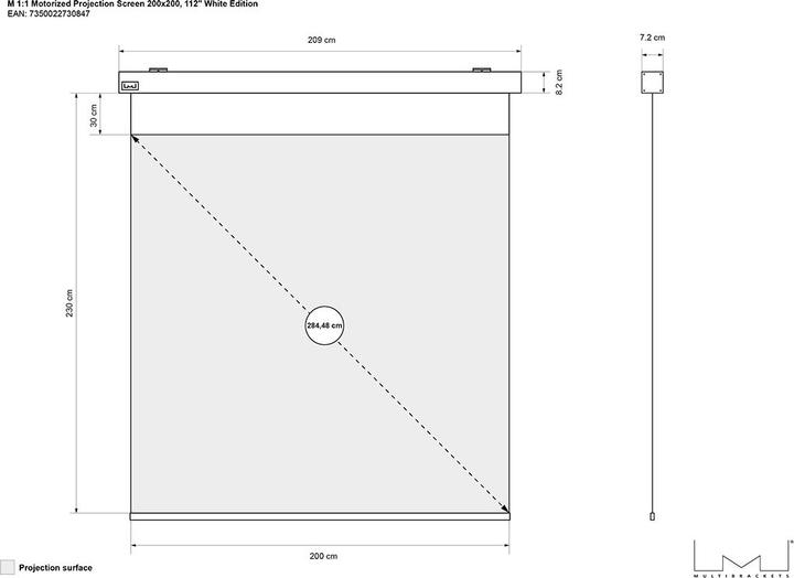 Produktbild Multibrackets M Motorized Projection Screen 200x200 (112", 1:1)