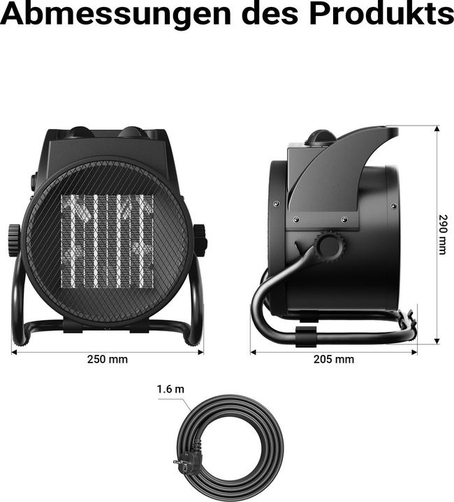 Produktbild Wiltec Keramik Heizstrahler 3kW Heizlüfter Heizgerät Schnellheizer Elektrisch (3000 W)