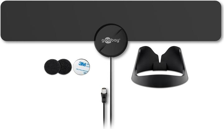 Image du produit Goobay Antenne intérieure ultraplate Full HD DVB-T, filtre LTE/4G inclus, noir (Antenne d'intérieur, 16 dB, DVB-T / -T2)