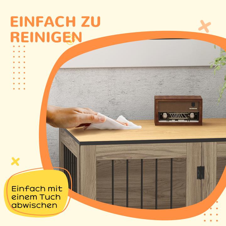 Actual product image PawHut Hundekäfig Stahl, MDF Eiche (Dog house)