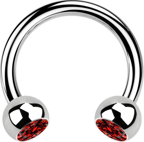Immagine prodotto Star Piercing Micro Circular Barbell argento con due sfere di cristallo rosse (senza ottone, Acciaio chirurgico 316L)
