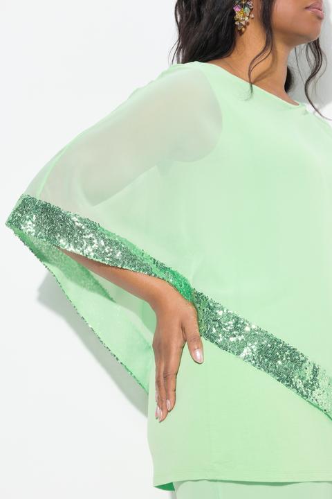 Produktbild Ulla Popken Bluse, Chiffon-Überwurf, U-Boot-Ausschnitt, 3/4-Arm (50, 52)