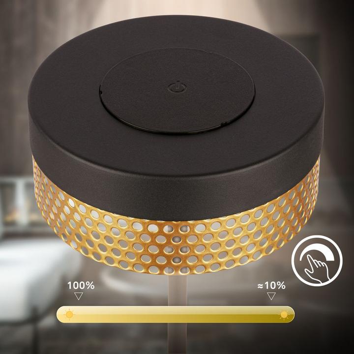 Image du produit Briloner Brilo unplugged BOOHA Akku Tischleuchte mit Lochblech - Schwarz, Gold (300 lm)