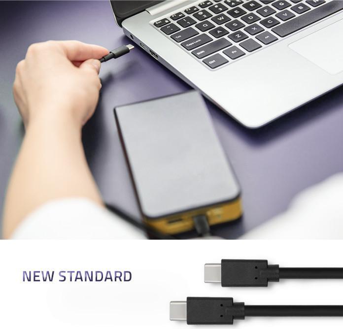 Produktbild Qoltec 52351 USB 3.1 type C male cable USB 3.1 type C male 2m Juodas (2 m, USB 3.2 Gen 1)