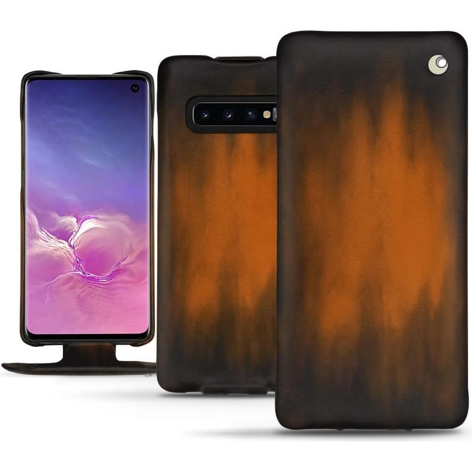 Noreve Lederschutzhülle vertikal (Samsung Galaxy S10), Smartphone Hülle, Braun