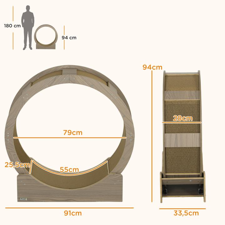 Produktbild PawHut Katzenlaufrad (94 cm, Walnuss)