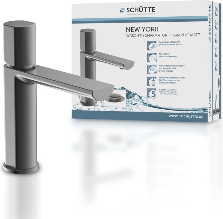 Immagine prodotto Schütte Rubinetto da bagno NEW YORK miscelatore per lavabo Grafite opaco miscelatore monocomando 33612