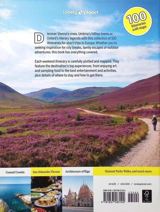 Produktbild 100 Weekends in Europe (Englisch, Lonely Planet, 2025)