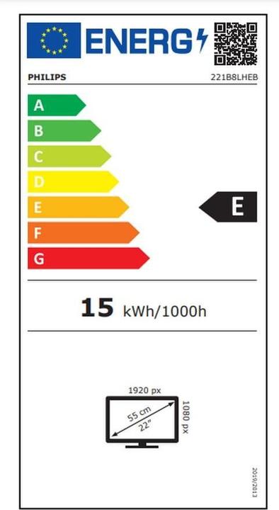 Energy Label Philips 221B8LHEB/00 (1920 x 1080 pixels, 21.50")