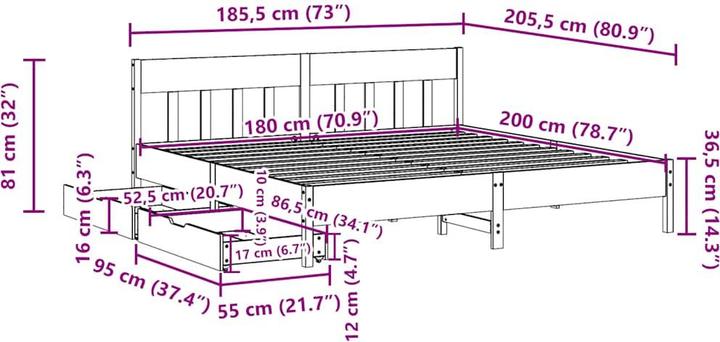 Image du produit vidaXL Bettgestell (180 x 200 cm)