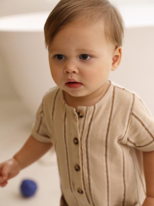 Produktbild Vertbaudet Bio-Kollektion: Baby Overall aus gestreiftem Strick (104)