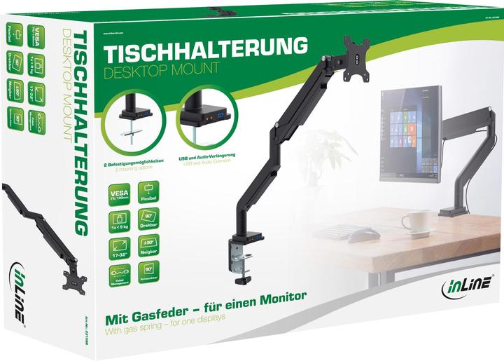 Image du produit InLine Support de table avec élévateur et USB/audio jusqu'à 82cm 32" 9kg (Tables, 17", 9 kg)