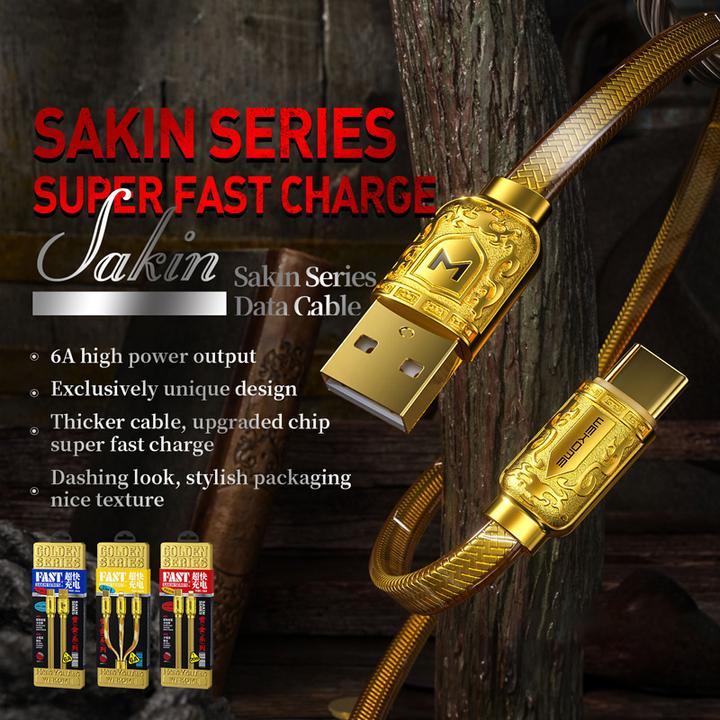 Image du produit WK Design Sakin Series fast charging cable / USB data transmission - microUSB 6A 1m gold (WDC-161) (1 m, USB 3.2 Gen 1)