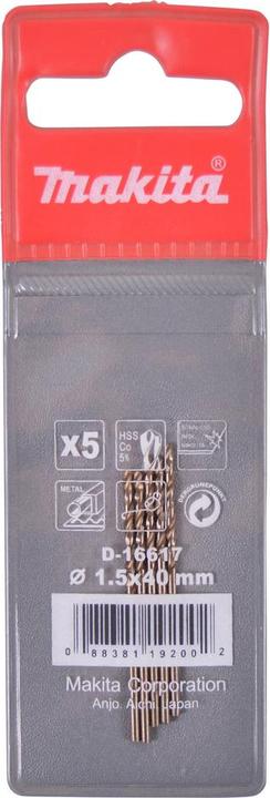 Productafbeelding Makita Boor HSS-CO 1,5mm 5st (1,5 millimeter)