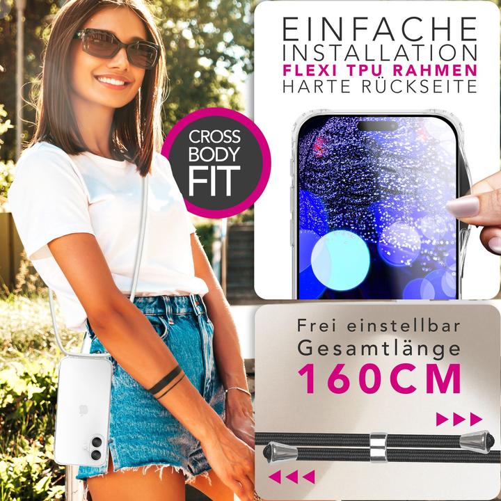 Produktbild Nalia Cover "Hangit" - Klare Hülle mit Band zum Umhängen, 160cm Handy Kette - Wearable Phone Case