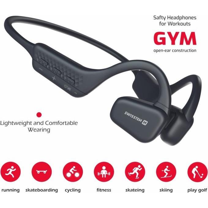 Thumbnail - Swissten Bluetooth Earphones Gym Air Conduction (ANC, Kabellos), Kopfhörer, Schwarz