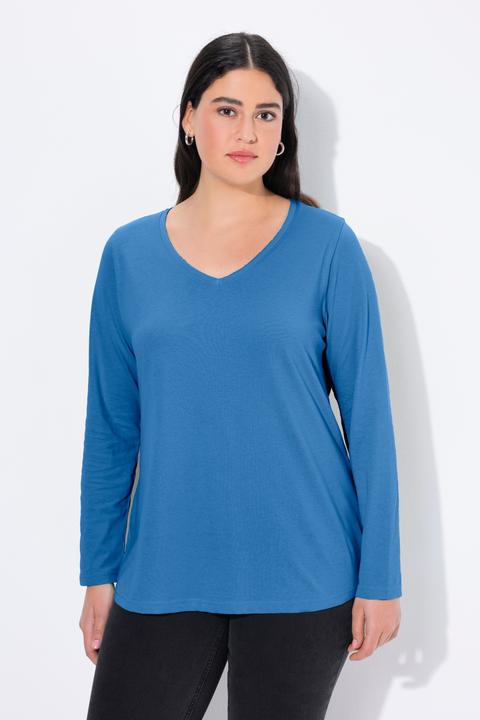 Produktbild Ulla Popken Shirt, Slim, V-Ausschnitt, Langarm (54)