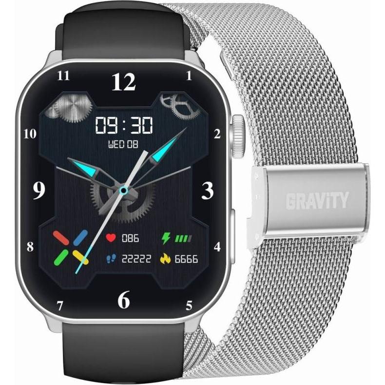 Gravity Smartwatch Damski GT28-9 Pasek + Bransoleta Czarno Srebrny, Smartwatch