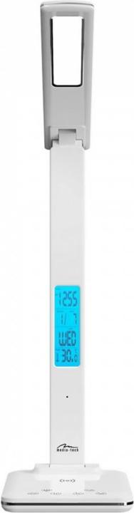 Actual product image Media-Tech LEDITOU - Energy-saving LED desk lamp with 15W QI wireless charger. Illuminated alarm clock with °C