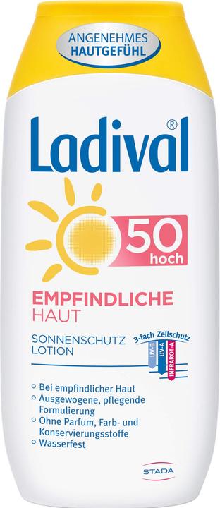 Actual product image Stada Ladival Sensitive Skin 50 High Sun Protection Lotion, 200 ml Lotion