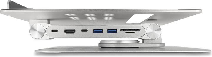 Image du produit Delock Support pour tablette et ordinateur portable avec station d'accueil 4K intégrée - HDMI / lecteur de (USB-C, 6 ports)