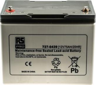Actual product image RS PRO Lead acid battery AGM 12V 75Ah (12 V, 75000 mAh)