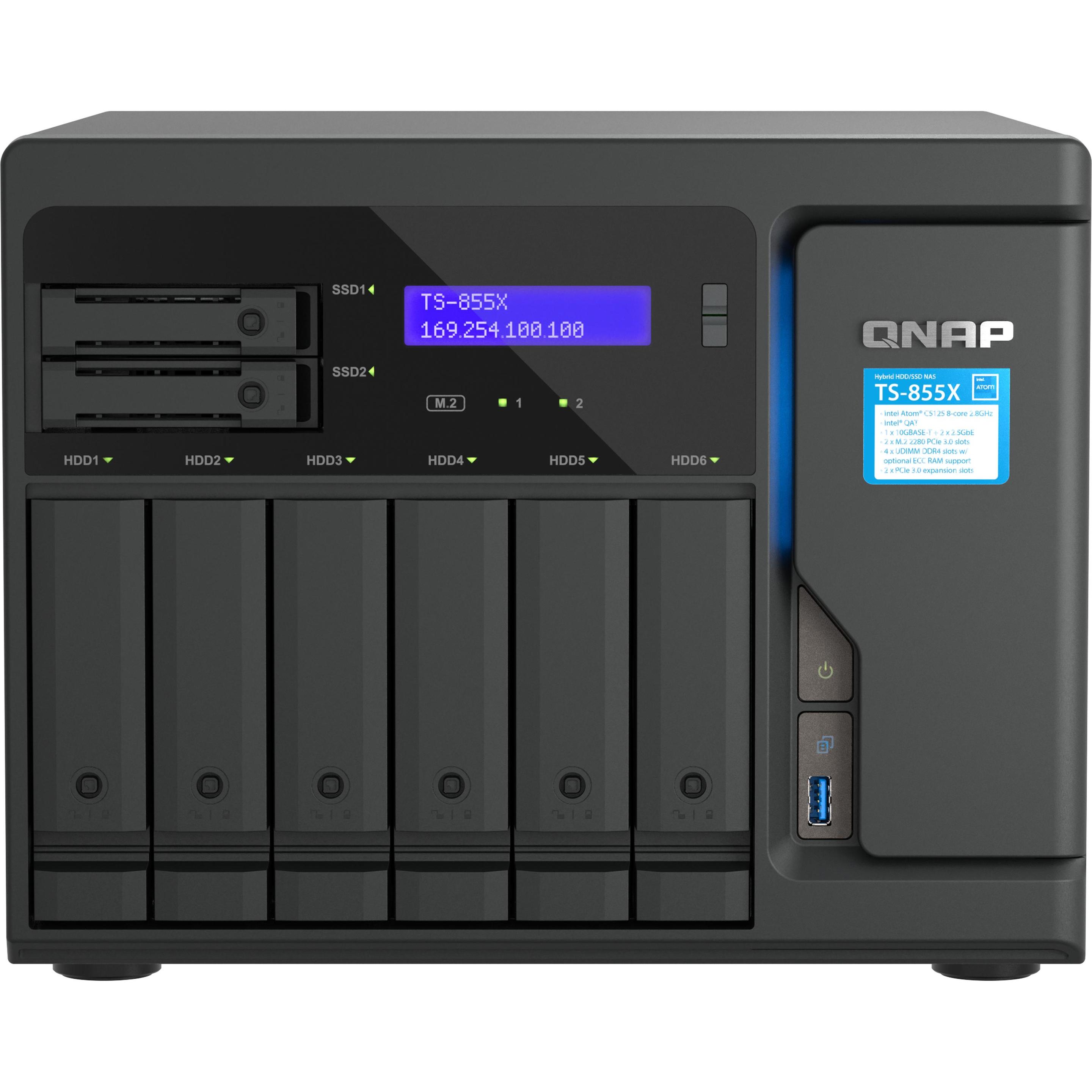 QNAP TS-855X SAN Tower Ethernet LAN Black C5125, NAS Zubehör