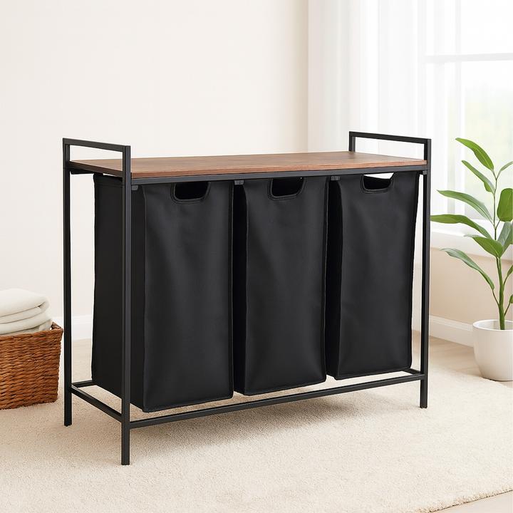 Produktbild Relaxdays Wäschesammler 3 Fächer mit Ablage (120 l)